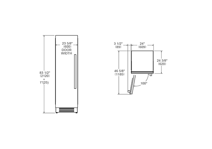 60 cm Colonna Freezer da incasso con porta in acciaio inossidabile | Bertazzoni